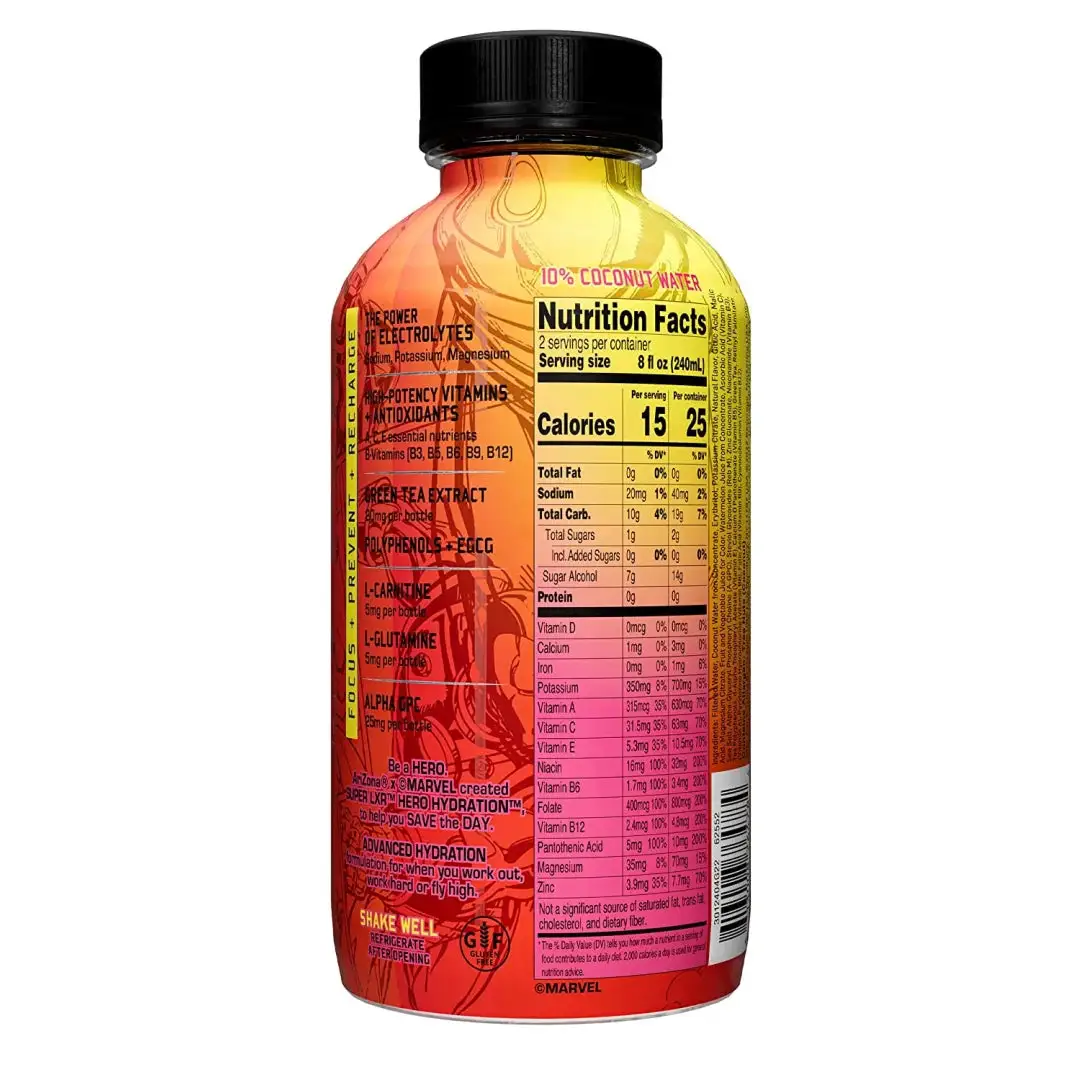 AriZona x Marvel Super LXR Hero Hydration - Dragon Fruit Watermelon - 16oz (Pack of 12) - Sports Drink, with Electrolytes - Image 3