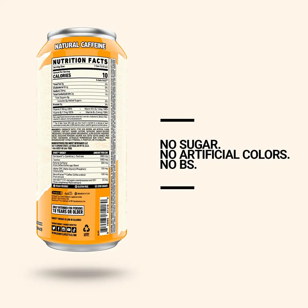 GHOST ENERGy Orange Cream -Sugar Free Energy Drink - 12-Pack, 16oz Cans - Image 3
