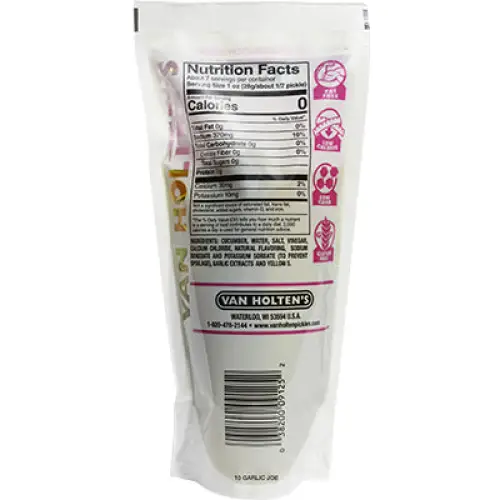 Van Holten's Garlic Joe Zesty Garlic Pickles in a pouch 12 pack Case - Image 5
